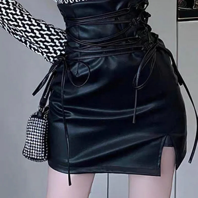 Gothic Pencil Skirt Woman Mini Leather Punk Lace Up 2023 New High Waisted Sexy Club Beige Black Skirts Women
Gothic Pencil Skirt Woman Mini Leather Punk Lace Up 2023 New High Waisted Sexy Club Beige Black Skirts Women