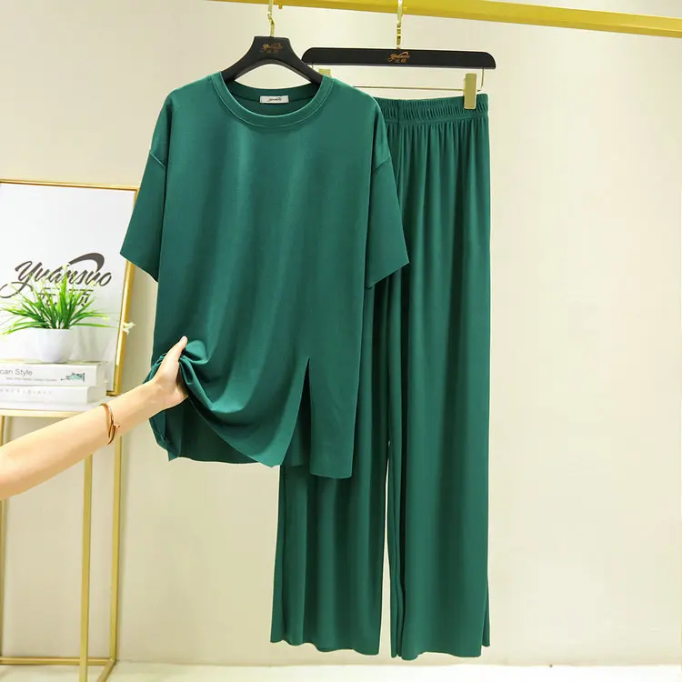 Ice silk short sleeve women's summer thin thin fashion casual suit to wear two pieces of home jacket
Ice silk short sleeve women's summer thin thin fashion casual suit to wear two pieces of home jacket