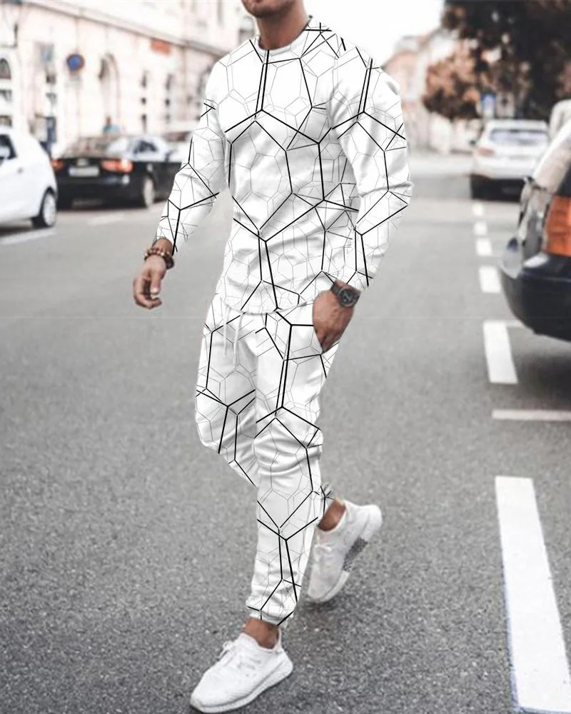 Spring Autumn Men's Sportswear Set Casual Black And White Line Suit Streetwear Long Sleeve Printed Man Tracksuit 2 Piece Clothes
Spring Autumn Men's Sportswear Set Casual Black And White Line Suit Streetwear Long Sleeve Printed Man Tracksuit 2 Piece Clothes