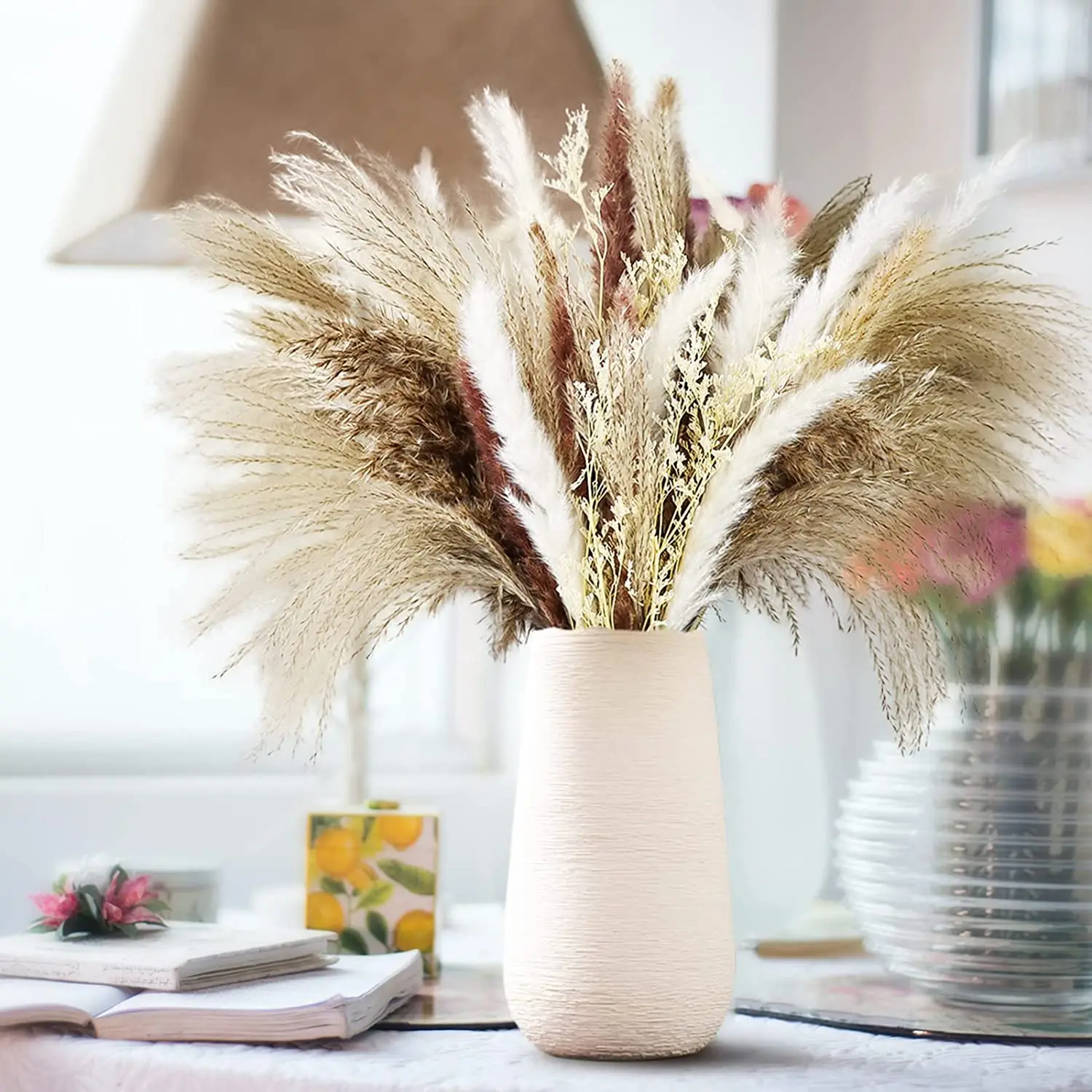 80PCS Natural Dried Pampas Grass Bouquet,Boho Home Decor Bouquet, Phragmites Dried Flowers,Bouquet for Wedding Decor
80PCS Natural Dried Pampas Grass Bouquet,Boho Home Decor Bouquet, Phragmites Dried Flowers,Bouquet for Wedding Decor