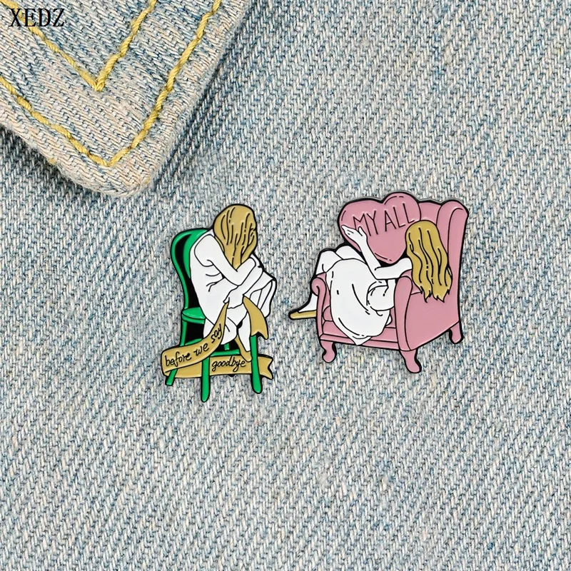 XEDZ red love sofa girl enamel brooch green chair lovelorn girl pin my everything before we say goodbye badge Fashion Jewelry
XEDZ red love sofa girl enamel brooch green chair lovelorn girl pin my everything before we say goodbye badge Fashion Jewelry