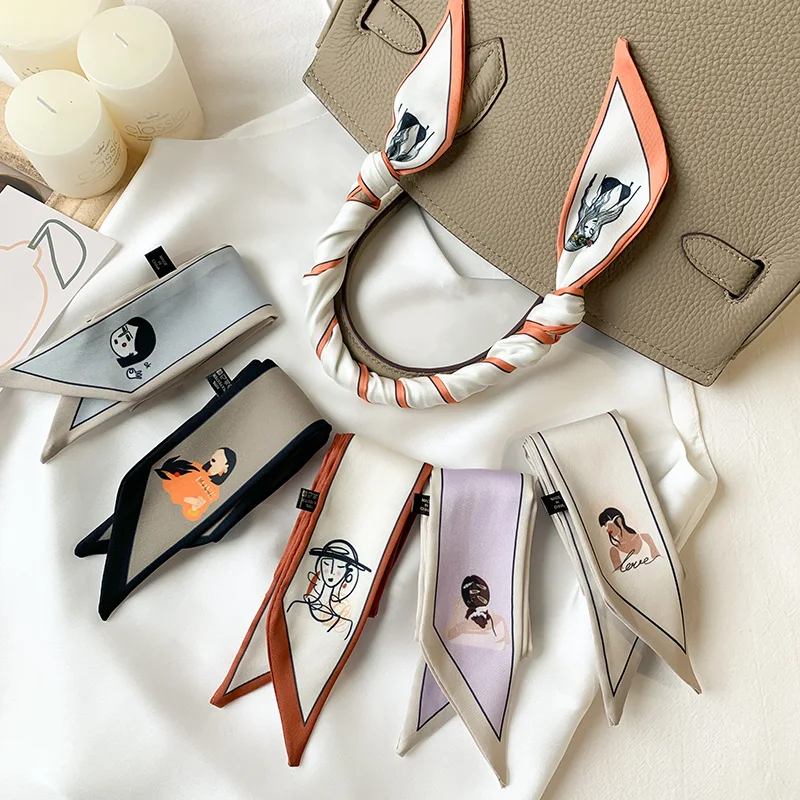 2023 Korean Choice Narrow Neck Twill Silk Scarf Women Cartoon Printing Bag Hat Ribbon Headband Joker Long Imitation Scarf 5X85CM
2023 Korean Choice Narrow Neck Twill Silk Scarf Women Cartoon Printing Bag Hat Ribbon Headband Joker Long Imitation Scarf 5X85CM