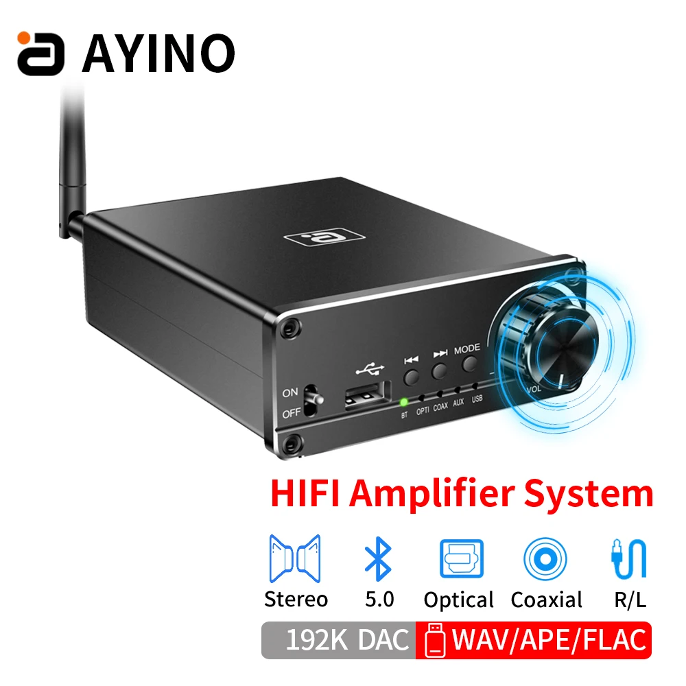 AYINO HiFi Digital Power Amplifier System Multifunctional Bluetooth Audio Receiver U Disk Optical Coaxial 192K DAC DecoderHF160
AYINO HiFi Digital Power Amplifier System Multifunctional Bluetooth Audio Receiver U Disk Optical Coaxial 192K DAC DecoderHF160