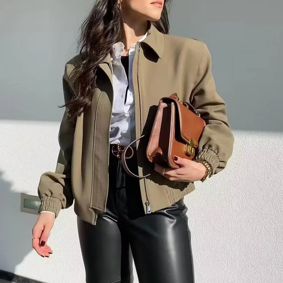 New 2023 Women's Fashion Vintage Solid Long Sleeve Zipper Coat Female Chic Lady Outfits Casual Shirt Jacket Female Streetwear
New 2023 Women's Fashion Vintage Solid Long Sleeve Zipper Coat Female Chic Lady Outfits Casual Shirt Jacket Female Streetwear