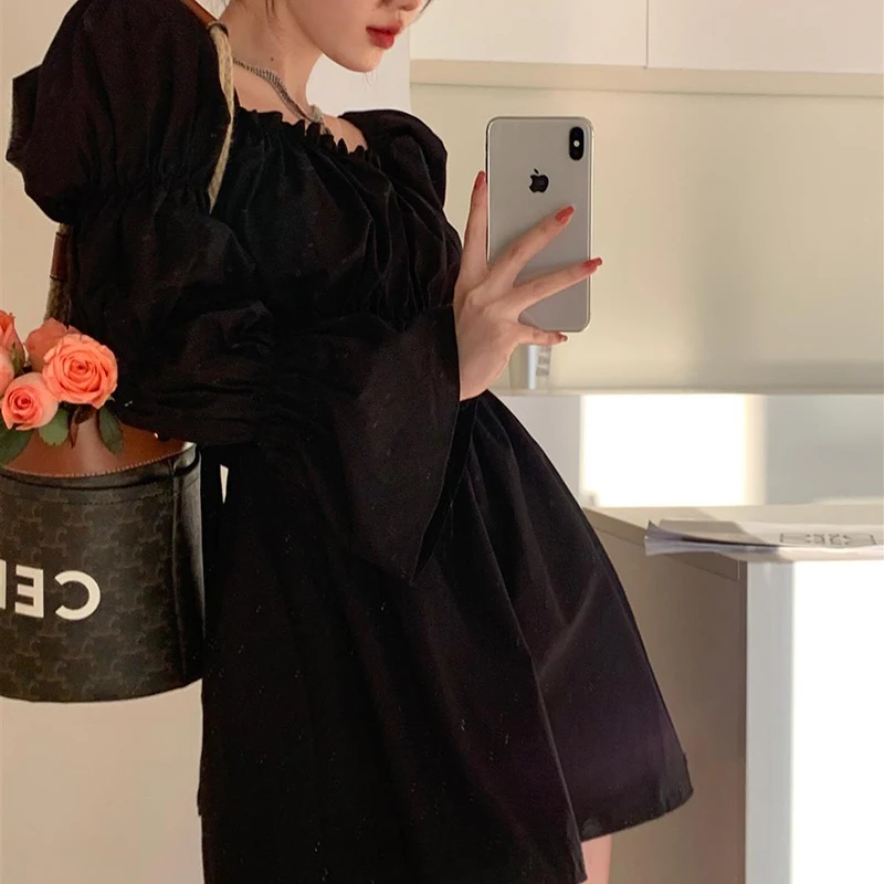 MEXZT Y2K Black Mini Dress Women Elegant Fashion Puff Sleeve Folds Slim A Line Dress Spring Sexy Backless Slash Neck Vestidos
MEXZT Y2K Black Mini Dress Women Elegant Fashion Puff Sleeve Folds Slim A Line Dress Spring Sexy Backless Slash Neck Vestidos