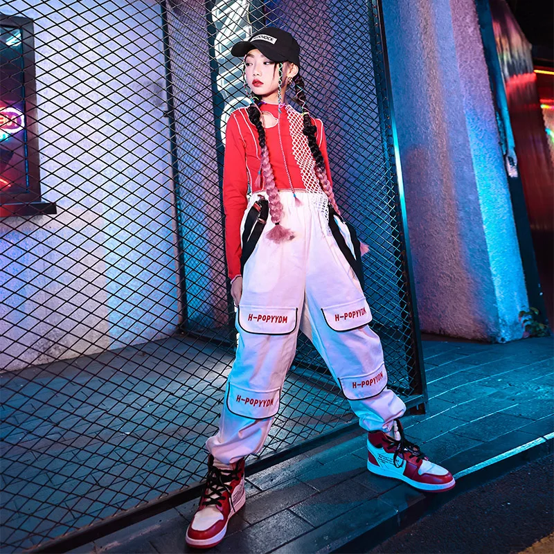 2022 Kids Hip Hop Clothing For Girls Red Long Sleevd White Loose Pants Hiphop Suit Jazz Perforamance Street Dance Wear 120-170
2022 Kids Hip Hop Clothing For Girls Red Long Sleevd White Loose Pants Hiphop Suit Jazz Perforamance Street Dance Wear 120-170