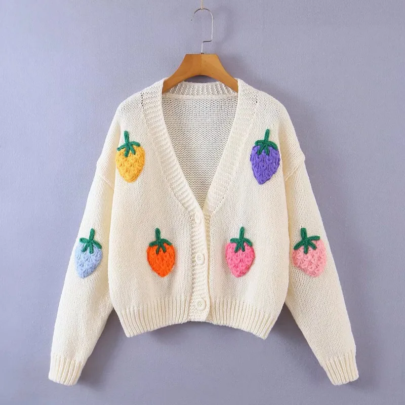 French Loose Sweet Strawberry Embroidered Knitted Cardigan Women Sweater 2023 Autumn New Long-sleeved Temperament Short Top
French Loose Sweet Strawberry Embroidered Knitted Cardigan Women Sweater 2023 Autumn New Long-sleeved Temperament Short Top