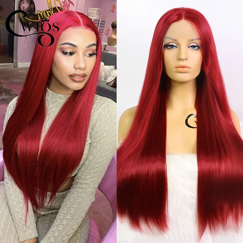 Cwigs Silk Long Straight Synthetic Lace Frontal Wig Synthetic Wigs for Black Women Wine red Lace Front Frontal Cosplay Wig
Cwigs Silk Long Straight Synthetic Lace Frontal Wig Synthetic Wigs for Black Women Wine red Lace Front Frontal Cosplay Wig
