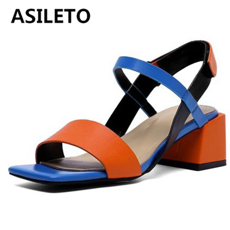 ASILETO Mix Color Blue Beige Summer New Woman Sandals Square Open Toe Block Heel Full Grain Leather Hool Loop Size 34-39 S3011
ASILETO Mix Color Blue Beige Summer New Woman Sandals Square Open Toe Block Heel Full Grain Leather Hool Loop Size 34-39 S3011