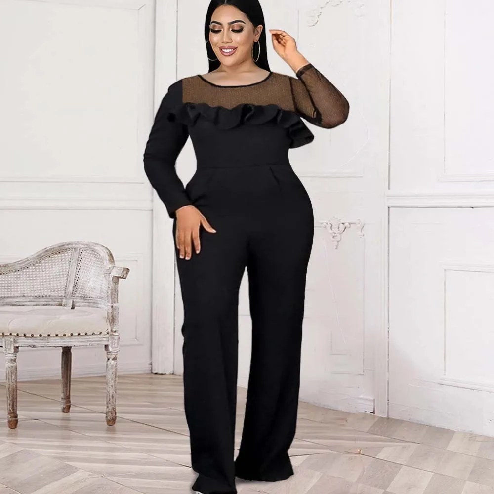 Jumpsuits Leaf-edged Mesh Paneled Long-sleeved Fashion Flared Trousers Jumpsuit OL Commuter Nightclub Party Women's Clothing
Jumpsuits Leaf-edged Mesh Paneled Long-sleeved Fashion Flared Trousers Jumpsuit OL Commuter Nightclub Party Women's Clothing