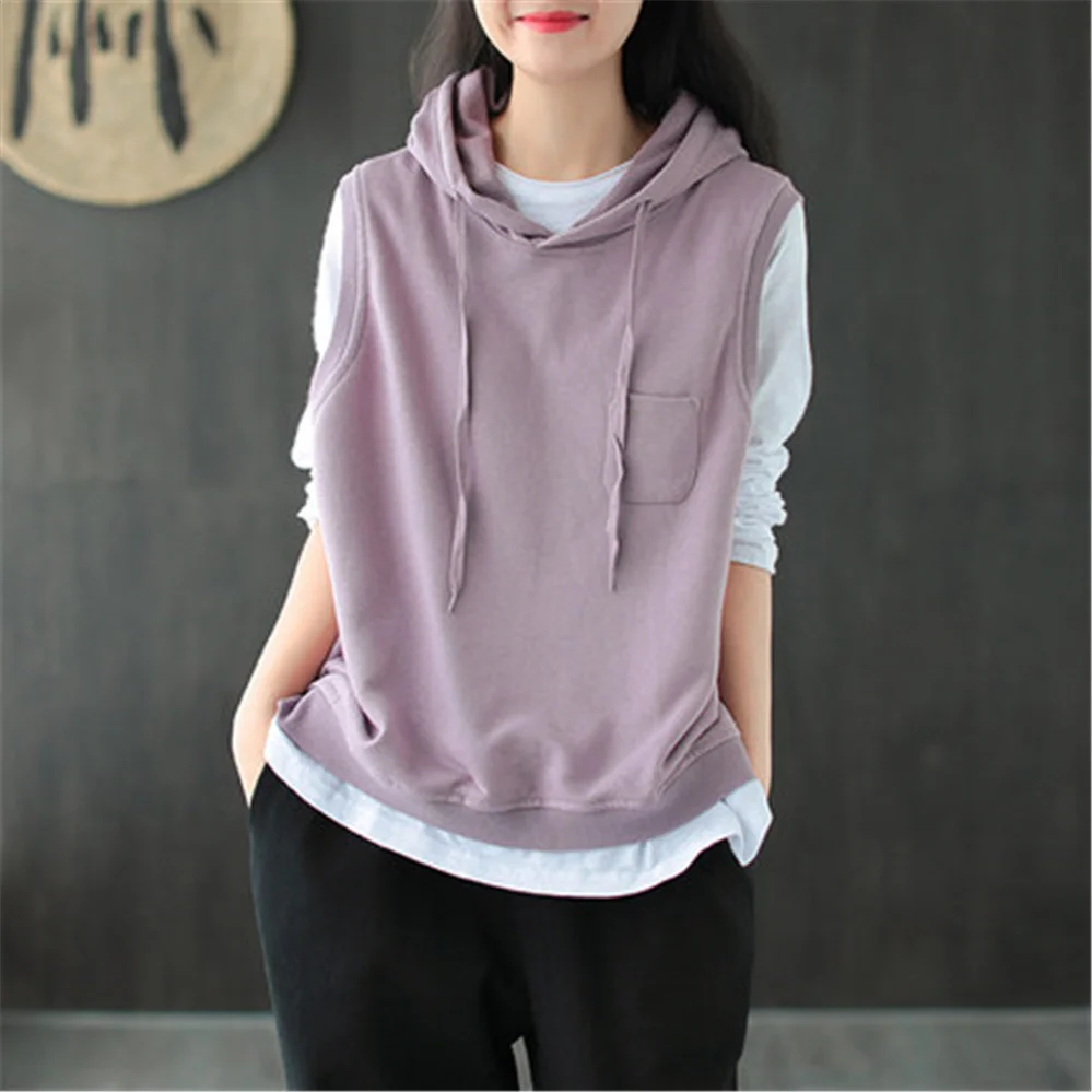 Vests Women Hooded Loose Popular All-match Students Simple Casual Outwear Korean Style Pockets Solid Spring Autumn Mujer Clothes
Vests Women Hooded Loose Popular All-match Students Simple Casual Outwear Korean Style Pockets Solid Spring Autumn Mujer Clothes