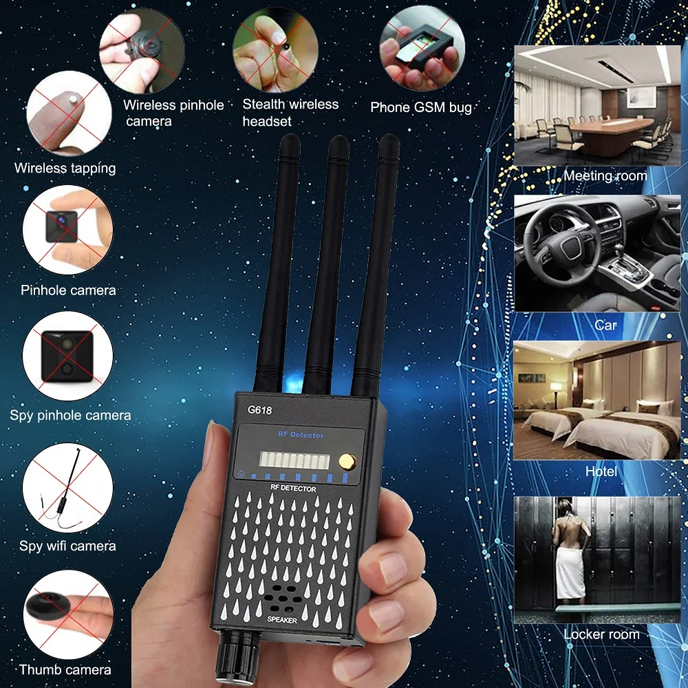 Professional RF Signal Detector Anti-Spy Tapping Anti Detector Eavesdropping Pinhole Audio Bug GSM Device Finder Anti Spy Gadget
Professional RF Signal Detector Anti-Spy Tapping Anti Detector Eavesdropping Pinhole Audio Bug GSM Device Finder Anti Spy Gadget