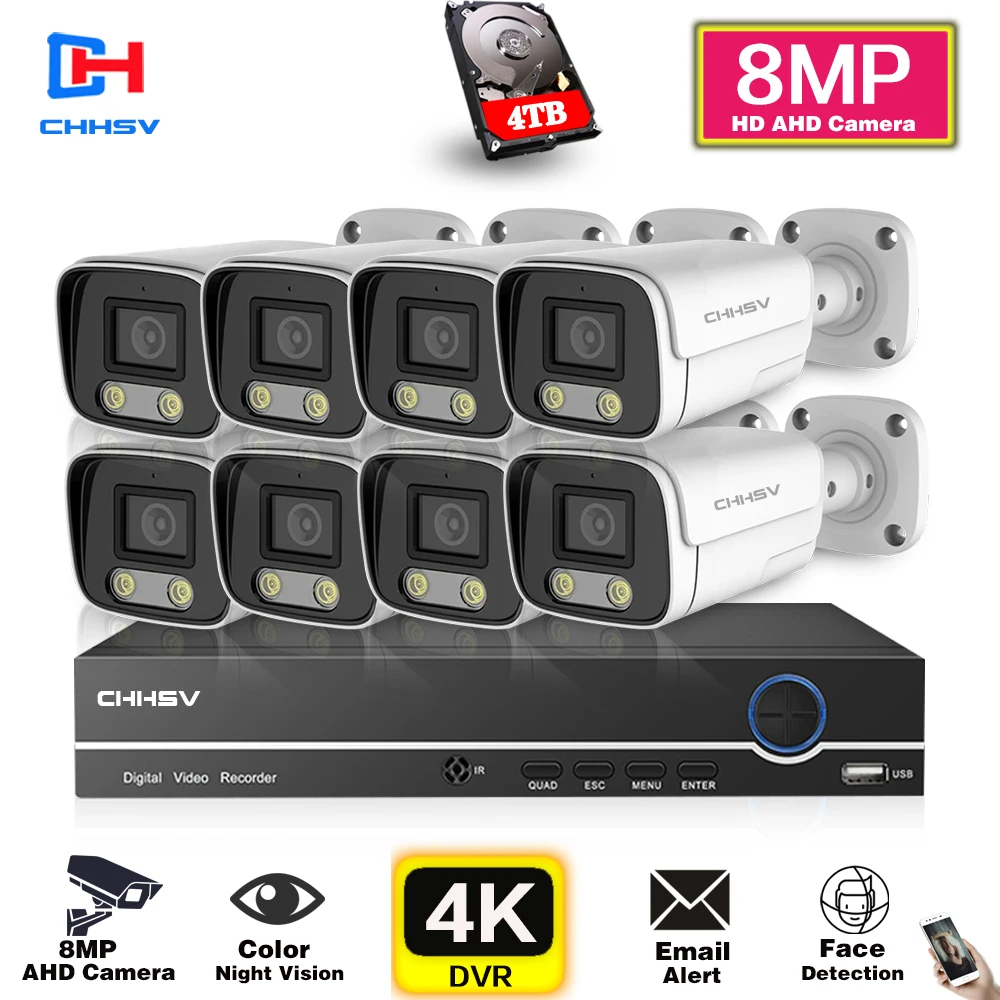 4K Ultra HD Video Surveillance Camera System 8CH 8MP H.265 DVR With 8MP Color Night Vision Weatherproof Security Camera CCTV Kit
4K Ultra HD Video Surveillance Camera System 8CH 8MP H.265 DVR With 8MP Color Night Vision Weatherproof Security Camera CCTV Kit