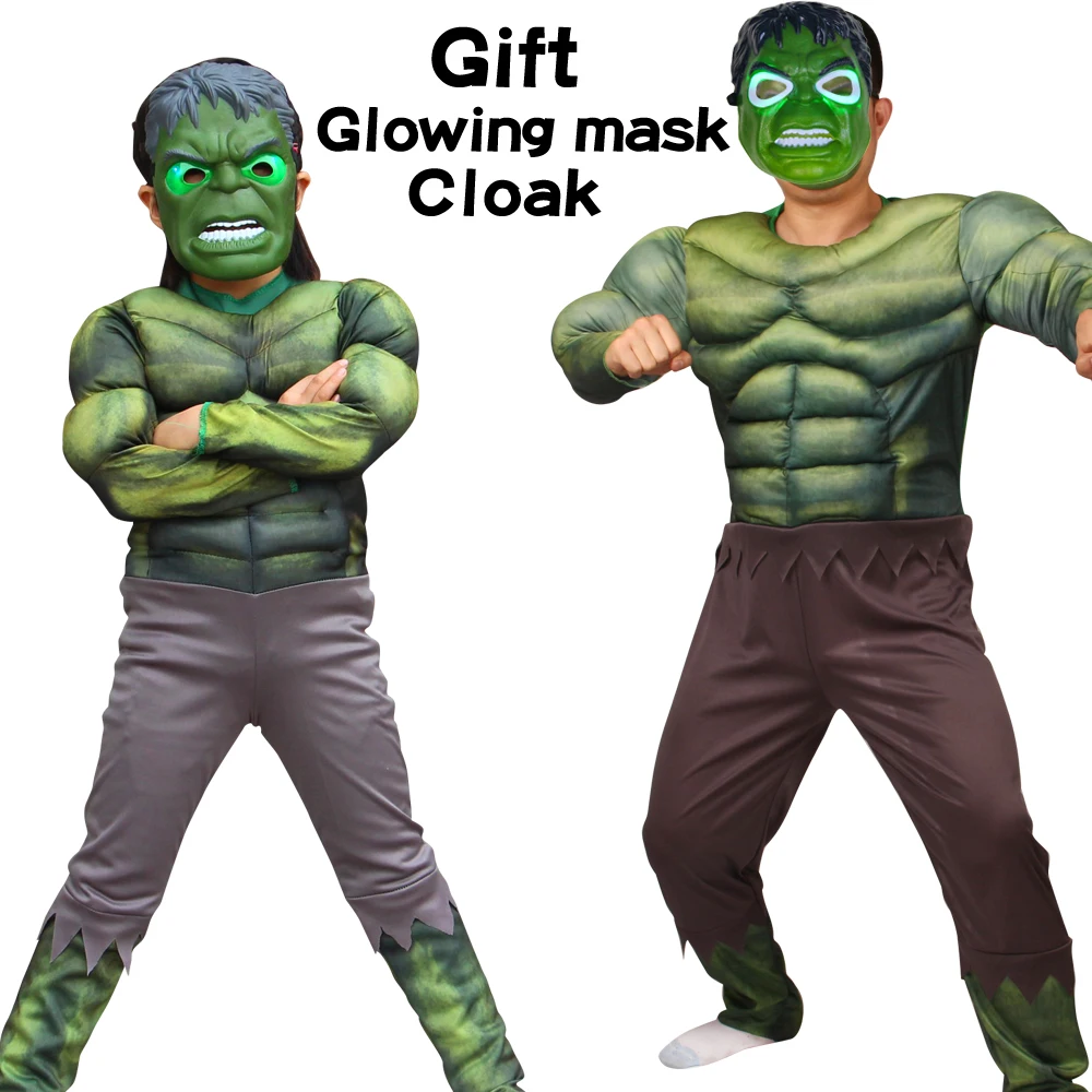 Kids SuperHero Hulk Muscle Anime Cosplay Costume with Lighting Mask Cloak Accessories Children Halloween Party Supplies 3-14Y
Kids SuperHero Hulk Muscle Anime Cosplay Costume with Lighting Mask Cloak Accessories Children Halloween Party Supplies 3-14Y
