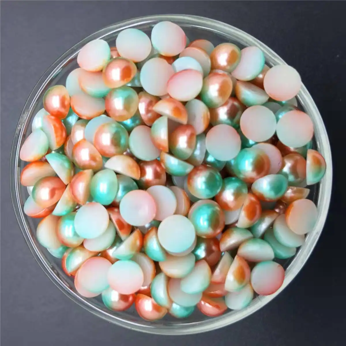 Two-color Zhexuan semi-circle imitation pearl flat bottom half-pearl DIY handmade ornaments
Two-color Zhexuan semi-circle imitation pearl flat bottom half-pearl DIY handmade ornaments