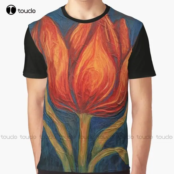 

Orange Tulip Bud Opening Graphic T-Shirt Custom Aldult Teen Unisex Digital Printing Tee Shirts Custom Gift Xxs-5Xl Streetwear