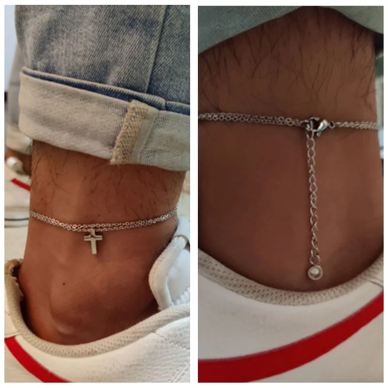 Stainless Steel Men's Anklet With Cross Charm,Double Chain,Gift For Boyfriend,Man's Ankles Bracelet,Christian Catholic Jewelry
Stainless Steel Men's Anklet With Cross Charm,Double Chain,Gift For Boyfriend,Man's Ankles Bracelet,Christian Catholic Jewelry