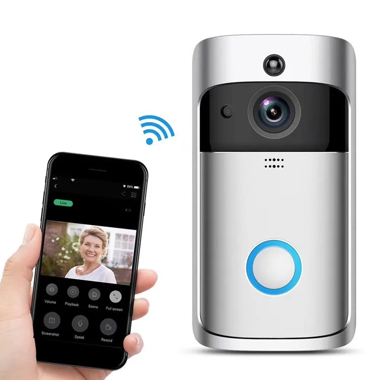 Wireless WiFi Video Doorbell Smart Home Night Vision 720P HD Video Real-Time Two-Way Talk Remoter Control Via Smart Phone
Wireless WiFi Video Doorbell Smart Home Night Vision 720P HD Video Real-Time Two-Way Talk Remoter Control Via Smart Phone