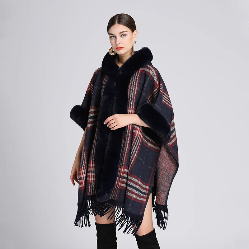 Europe America New Imitation Otter Rabbit Fur Collar Hooded Shawl Cape Imitation Wool Woolen Loose Ponchos Capes Coffee Cloak 1
Europe America New Imitation Otter Rabbit Fur Collar Hooded Shawl Cape Imitation Wool Woolen Loose Ponchos Capes Coffee Cloak 1