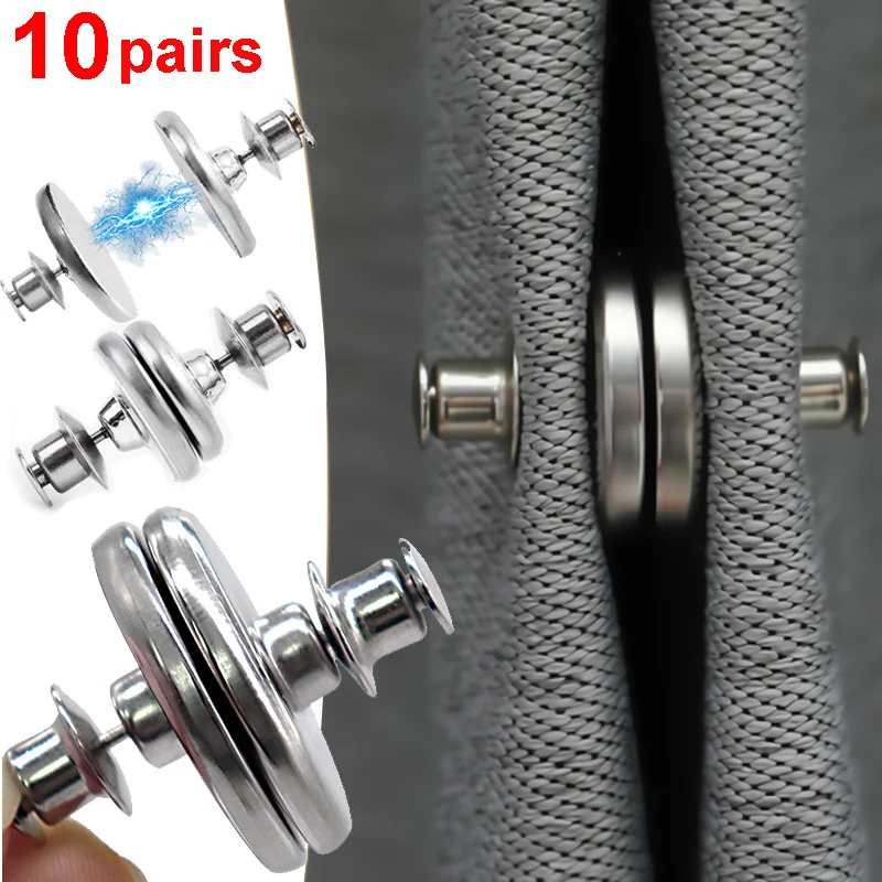 

10pairs Curtain Magnets Closure Buckles with Tack Curtain Holdback Magnetic Button to Prevent Light from Leaking Buckle Buttons