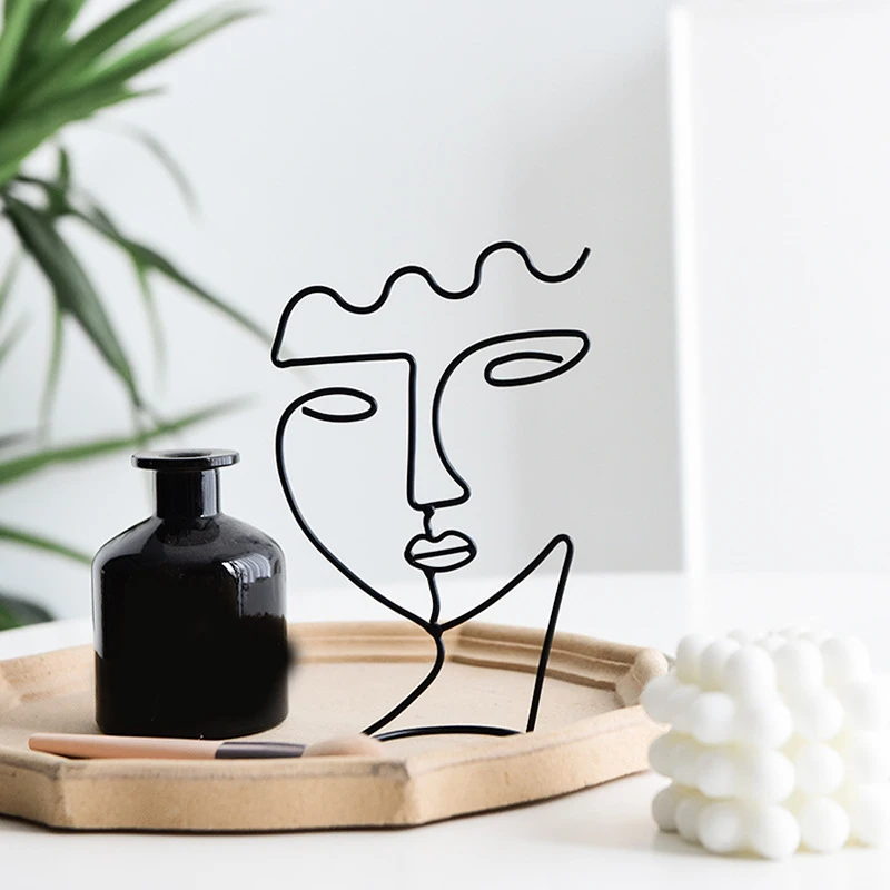 Figure Face Abstract Sculptures Nordic Metal Art Black Lines Handmade Figurines Ornaments Modern Room Home Decoration
Figure Face Abstract Sculptures Nordic Metal Art Black Lines Handmade Figurines Ornaments Modern Room Home Decoration