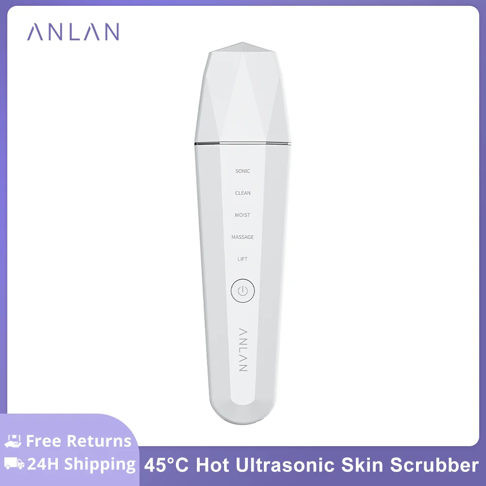 ANLAN Водонепроницаемый ультразвуковой скруббер скрабер ультразвуковая чистка ионная глубокая очистка лица 45 ℃ Тепловая Очистка массажер д...
