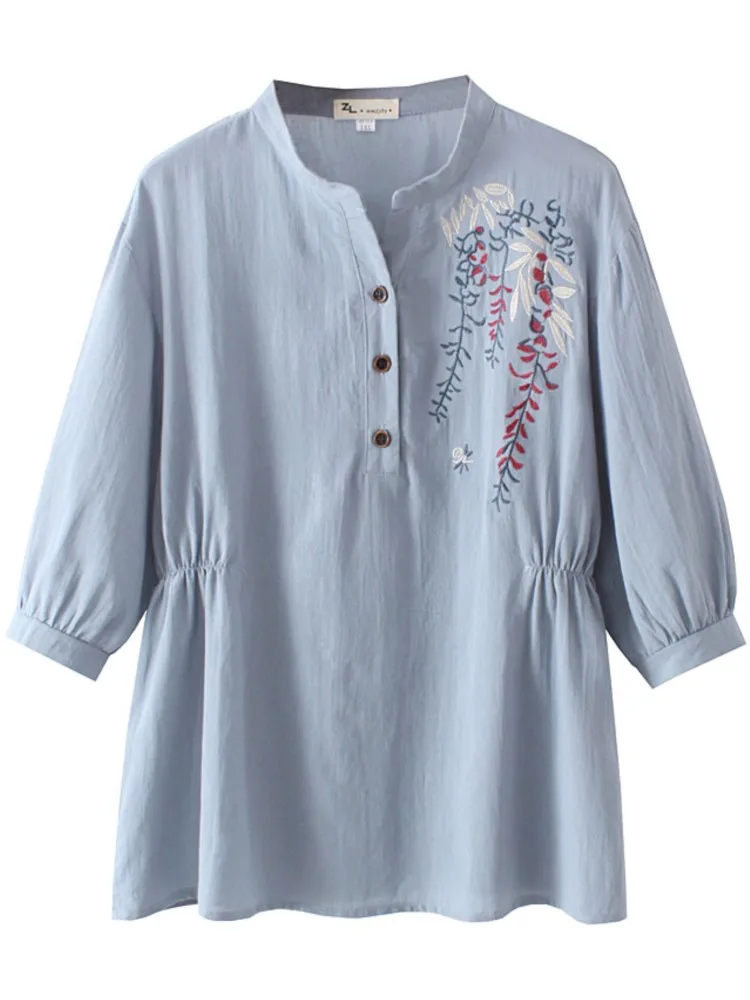 Plus Size Blouses Women's Clothing 2022 Spring Middle Aged Shirt With 3/4 Sleeves Loose Cotton And Linen Embroidery Tops
Plus Size Blouses Women's Clothing 2022 Spring Middle Aged Shirt With 3/4 Sleeves Loose Cotton And Linen Embroidery Tops