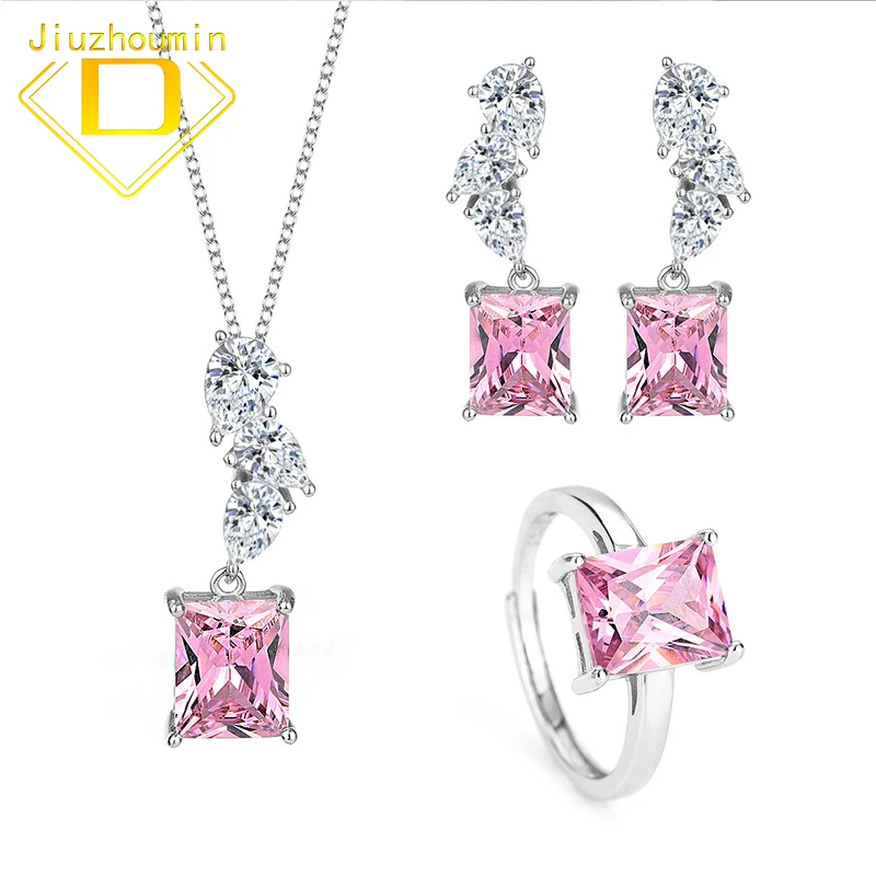 Luxury Wedding Engagement Proposal Fine Jewelry Set S925 Real Silver Pink Zircon Necklace Stud Earrings Ring Gift for Women
Luxury Wedding Engagement Proposal Fine Jewelry Set S925 Real Silver Pink Zircon Necklace Stud Earrings Ring Gift for Women