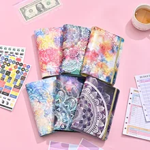 A6 Budget Binder Planner Strap Macaron Colorful Leather DIY Binding Notebook Cover Diary Agenda Planning Paper Cover School