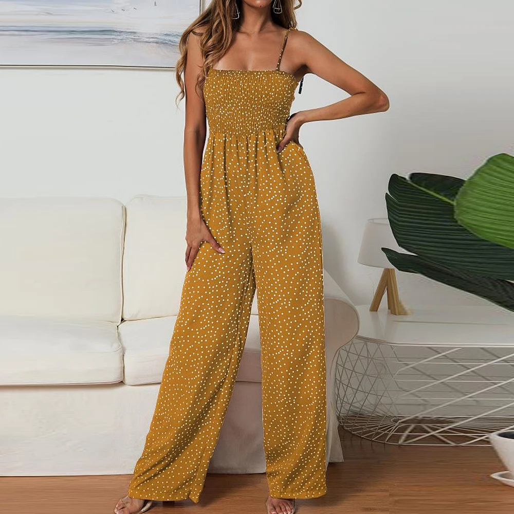 Summer Women Loose Oversized Indie Style Casual Rompers Jumpsuits Spaghetti Beach Polka-dot Print Bow-knot Long Wide-leg Pants
Summer Women Loose Oversized Indie Style Casual Rompers Jumpsuits Spaghetti Beach Polka-dot Print Bow-knot Long Wide-leg Pants