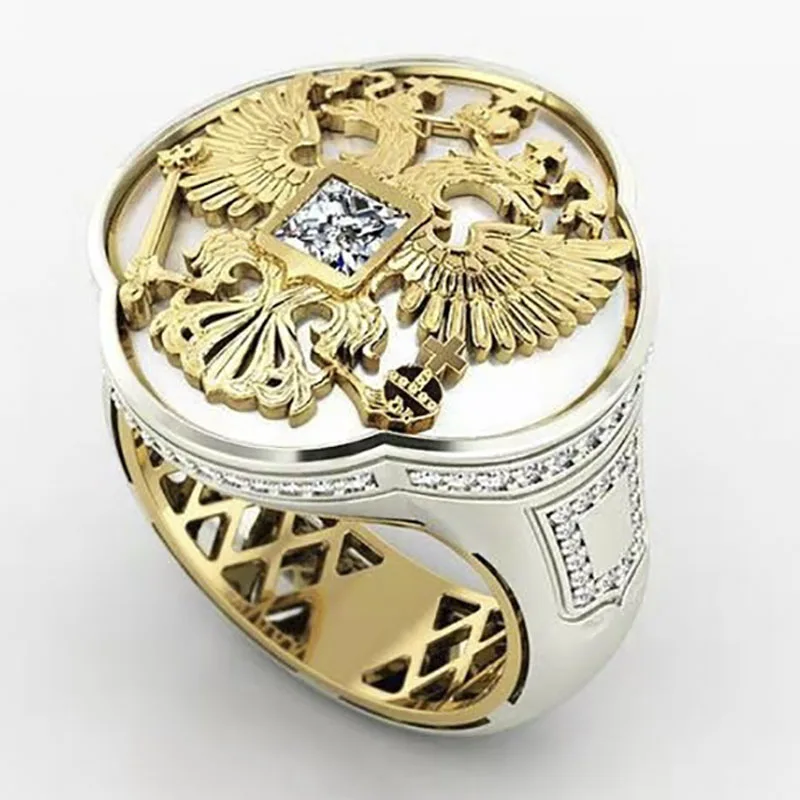Unique Double Eagle Cross Men's Ring Gold Color Craved Geometric Pattern Male Ring for Party Jewelry Accessories Size 6-14
Unique Double Eagle Cross Men's Ring Gold Color Craved Geometric Pattern Male Ring for Party Jewelry Accessories Size 6-14