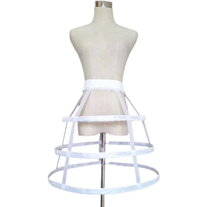 

Women Crinoline Petticoat Short 3 Hoop Semi-Sphere Cage Ball Gown Half Slips Girls Underskirt for Wedding Bridal Dress