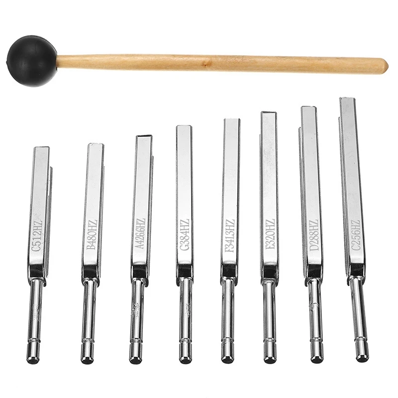 8 Piece Steel Tuning Fork Set 256-512HZ Mallet Vibration Therapy Tools Stainless Steel
8 Piece Steel Tuning Fork Set 256-512HZ Mallet Vibration Therapy Tools Stainless Steel