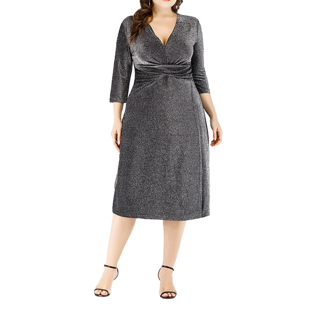 Plus Size Wrap Dress Women Glitter Deep V Neck Fashion Party Middle Dresses Slim Fit Elegant Party Dress
Plus Size Wrap Dress Women Glitter Deep V Neck Fashion Party Middle Dresses Slim Fit Elegant Party Dress