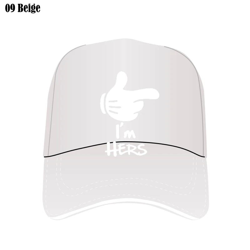 

I'M Hers He'S Mine Print Couple Custom Hat Lovers Mesh Outdoor Flat Brim King Bill Hats Fashion Cap Caps Flat Brim