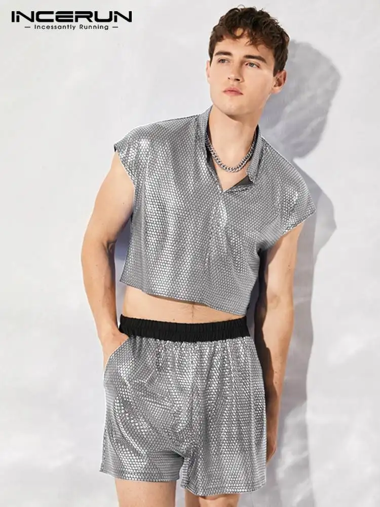 INCERUN 2022 Men Sets Patchwork Streetwear Shiny V Neck Short Sleeve Crop Tops & Shorts 2PCS Sexy Fashion Party Men Suits 5XL 7
INCERUN 2022 Men Sets Patchwork Streetwear Shiny V Neck Short Sleeve Crop Tops & Shorts 2PCS Sexy Fashion Party Men Suits 5XL 7