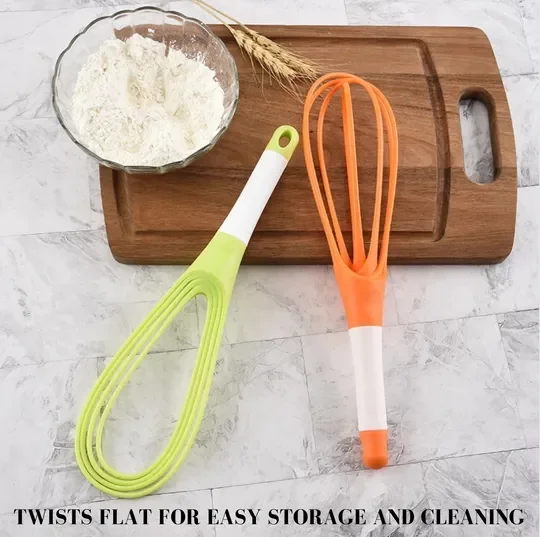 

Collapsible 2-In-1 Balloon/Flat Whisk Manual Egg Beater Foldable Egg Frother for Blending Whisking Stirring Kitchen Use Egg Tool