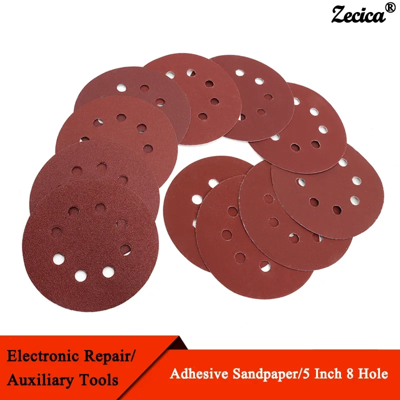 

5~100pcs Sanding Discs Hook and Loop Adhesive Sandpaper 5 Inch 8 Hole for Random Orbital Sander 60-2000 Grits Abrasive Sheets