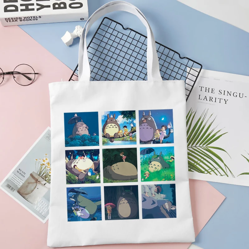 

Tote Bag Totoro Shopping Bag Canvas Grocery Cotton Shopper Bolsa Bolso Bag Reusable Tote Net Fabric Sac Toile