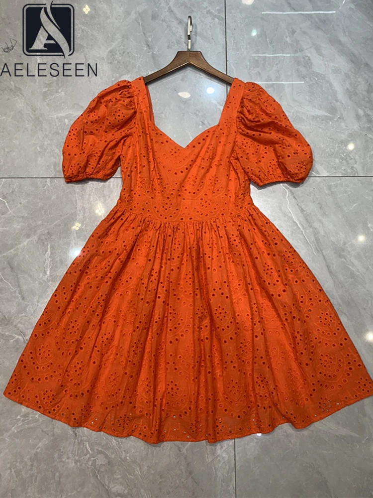 AELESEEN 2022 Summer Designer Lace Dress Women White Orange Puff Sleeve Hollow Out Embroidery High Quality Ladies Holiday
AELESEEN 2022 Summer Designer Lace Dress Women White Orange Puff Sleeve Hollow Out Embroidery High Quality Ladies Holiday