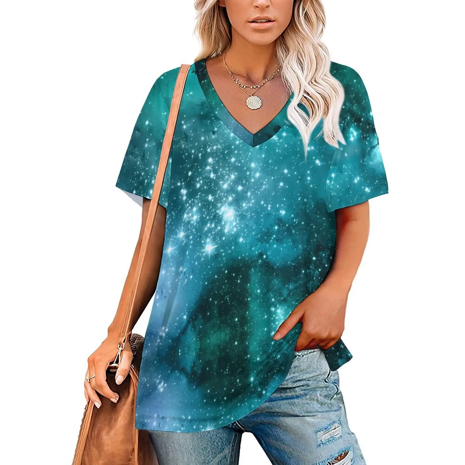 Space Design Art T-Shirts Galaxy Print V Neck Classic Oversized T Shirt Short Sleeve Women Vintage Tee Shirt Sexy Graphic Tops
Space Design Art T-Shirts Galaxy Print V Neck Classic Oversized T Shirt Short Sleeve Women Vintage Tee Shirt Sexy Graphic Tops