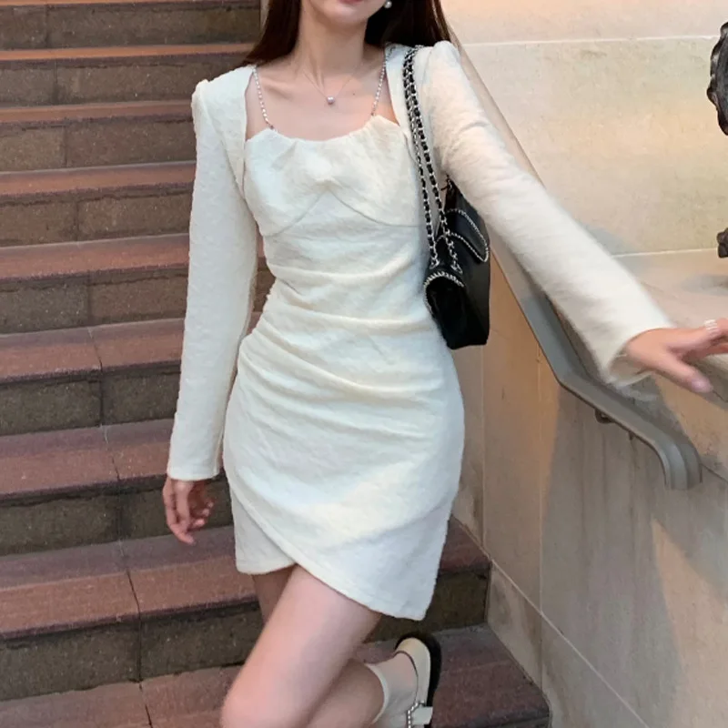 2022 Spring And Summer Fashion Suspenders Splicing Sexy And Cute Grils Long Sleeve Knee-Length Rhinestone A-Line Women's Dress
2022 Spring And Summer Fashion Suspenders Splicing Sexy And Cute Grils Long Sleeve Knee-Length Rhinestone A-Line Women's Dress