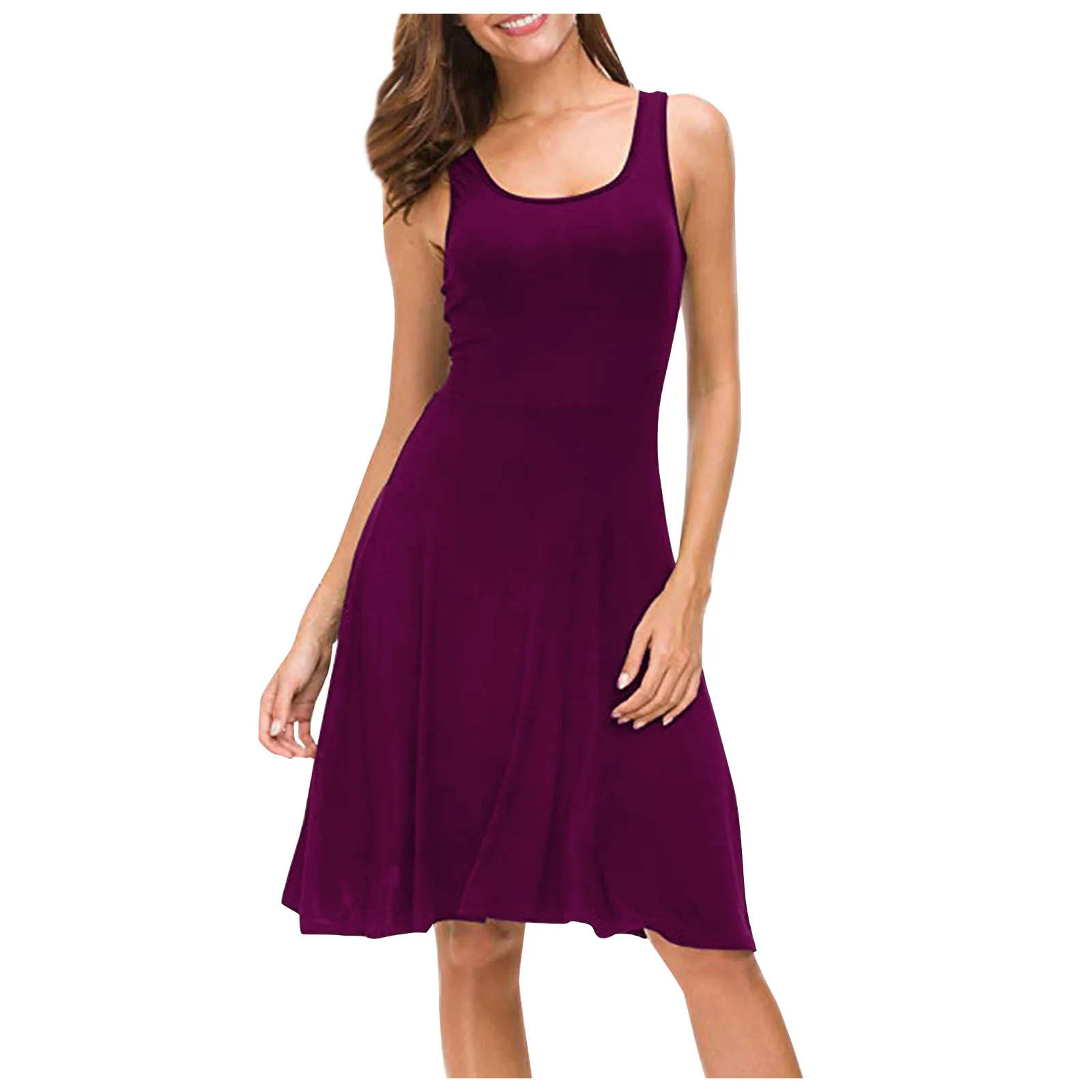 Casual Sexy Sundress Female Women's Fashion Solid Color O-neck Sleeveless Waist A-line Big Swing Vest Dress Plus Size Vestidos
Casual Sexy Sundress Female Women's Fashion Solid Color O-neck Sleeveless Waist A-line Big Swing Vest Dress Plus Size Vestidos