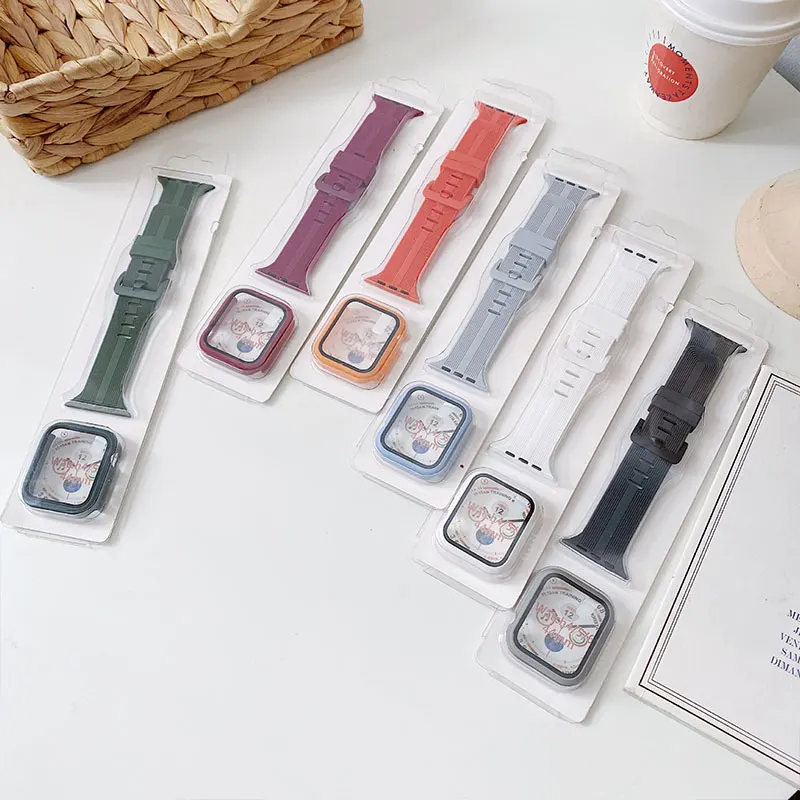 Glass+Case+Strap For Apple Watch Band 44mm 40mm 45mm 41mm 38mm 42 mm Silicone Wristband Bracelet For iWatch 3 4 5 6 SE 7 Band
Glass+Case+Strap For Apple Watch Band 44mm 40mm 45mm 41mm 38mm 42 mm Silicone Wristband Bracelet For iWatch 3 4 5 6 SE 7 Band