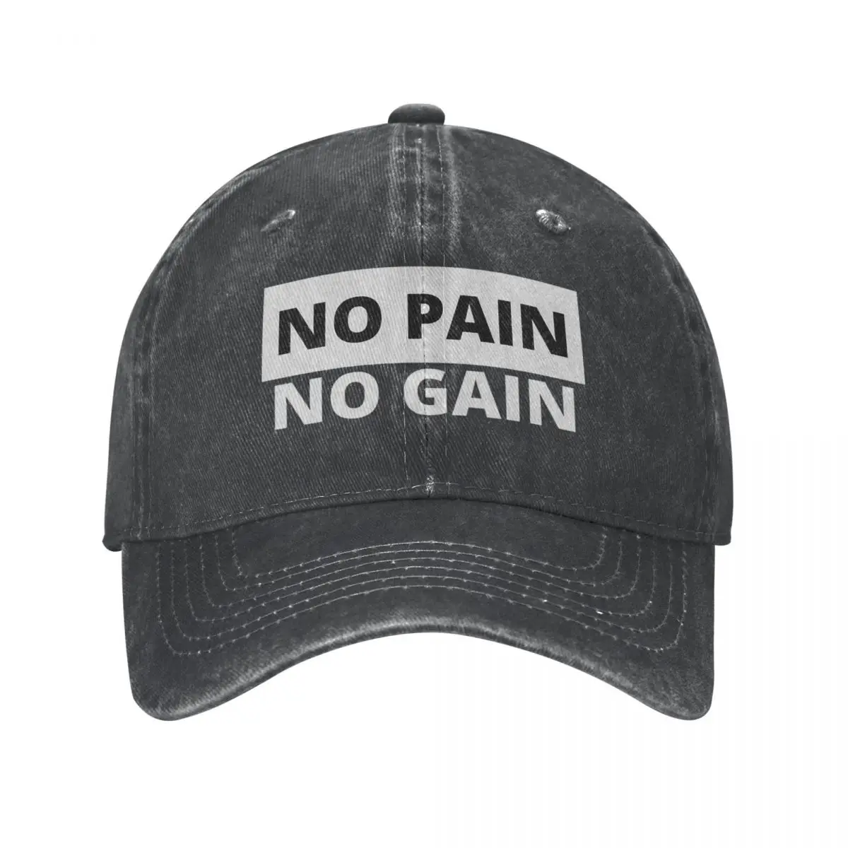 

No Pain No Gain Merch Men Women Baseball Caps Unique Distressed Denim Caps Hat Fashion Outdoor Activities Dad Hat