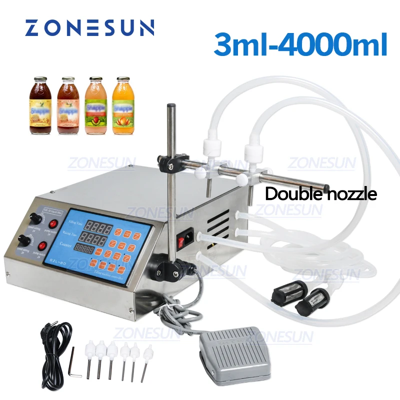 ZONESUN Electric Digital Control Pump Liquid Filling Machine 0.5-4000ml for Liquid Perfume Water Juice Essential Oil
ZONESUN Electric Digital Control Pump Liquid Filling Machine 0.5-4000ml for Liquid Perfume Water Juice Essential Oil