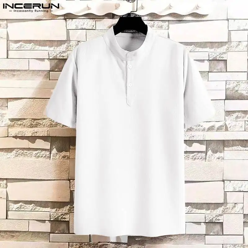 Fashion Casual Style Tops INCERUN Men Solid Colot Standing Collar Blouse Vacation All-match Door Tube Short Sleeved Shirts S-5XL
Fashion Casual Style Tops INCERUN Men Solid Colot Standing Collar Blouse Vacation All-match Door Tube Short Sleeved Shirts S-5XL