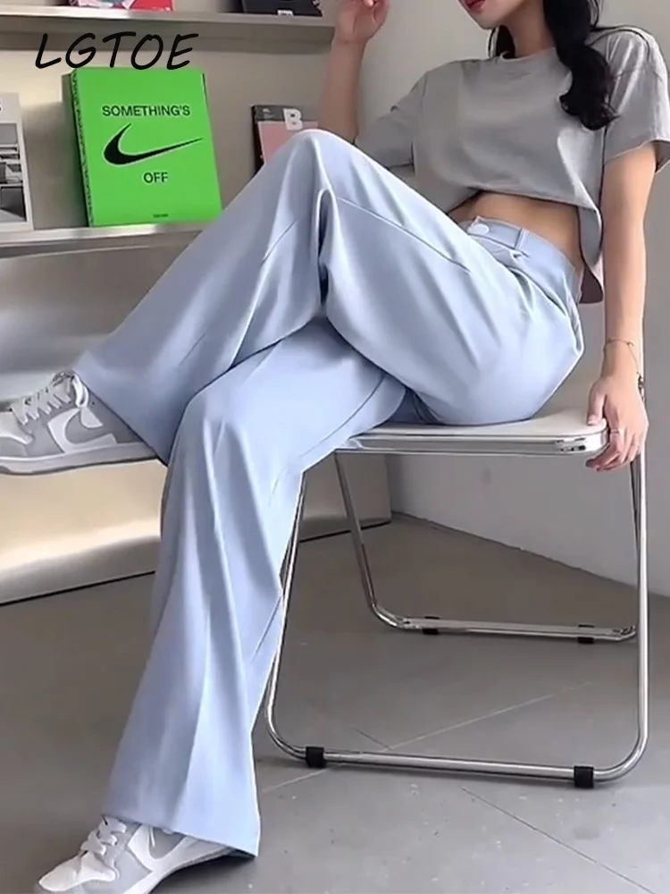 High Waist Casual Suit Pants for Women Loose Floor-Length Wide Leg Trousers 2022 Summer Thin Y2K Korean Straight Blue White Pant
High Waist Casual Suit Pants for Women Loose Floor-Length Wide Leg Trousers 2022 Summer Thin Y2K Korean Straight Blue White Pant