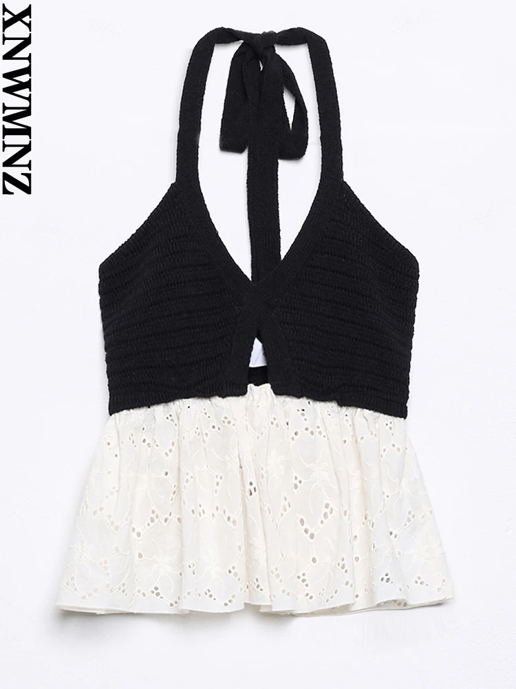 XNWMNZ 2022 Women Fashion Cutwork Embroidery Patchwork Knit Crop Tank Tops Vintage Backless Tied Straps Female Camis
XNWMNZ 2022 Women Fashion Cutwork Embroidery Patchwork Knit Crop Tank Tops Vintage Backless Tied Straps Female Camis
