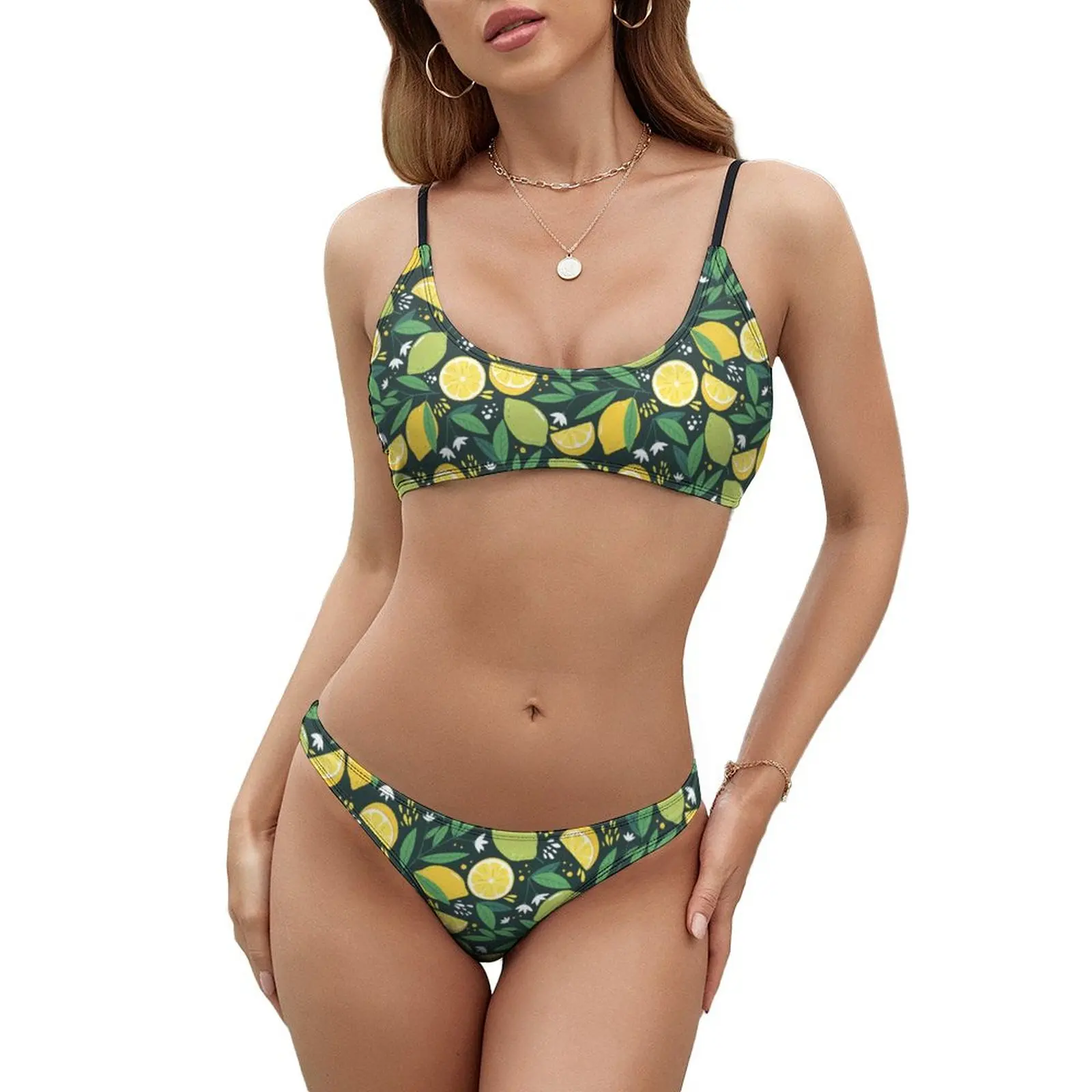 Купальник-бикини с принтом лимона и чашками пуш-ап
Купальник-бикини с принтом лимона и чашками пуш-ап